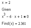 ������� ��������� � MathCAD ������ Given-Find